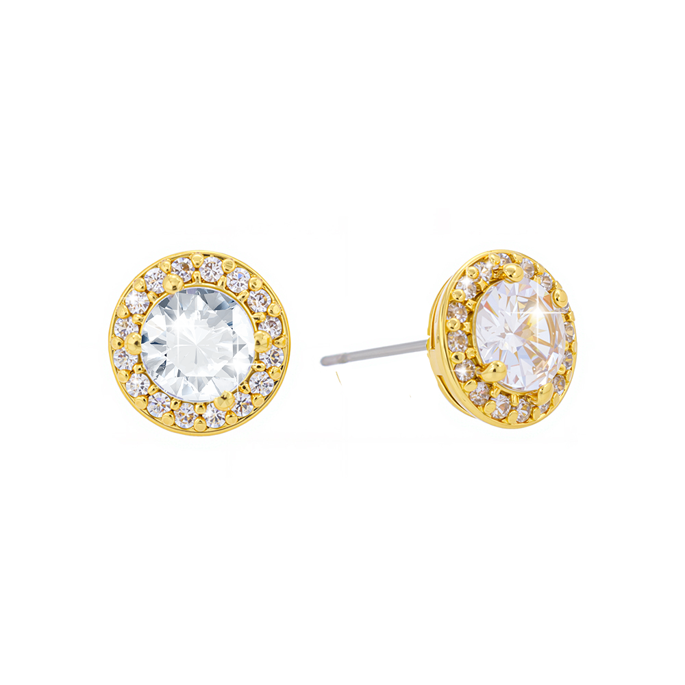 Venus Gold Round CZ Earring