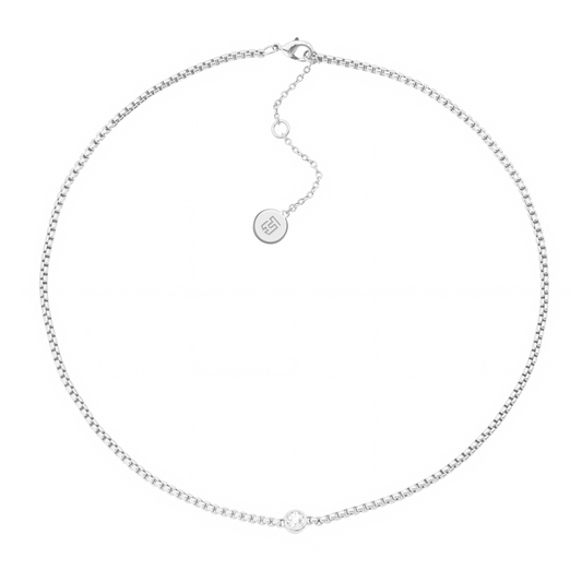 Sarah Silver Box Chain Necklace